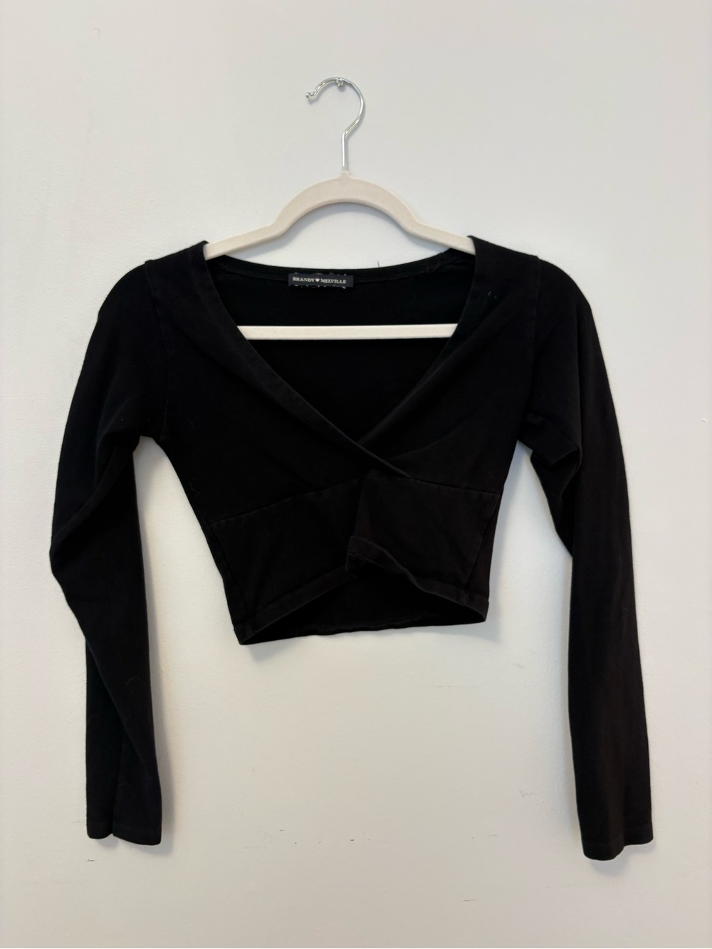 Brandy Melville Black Long Sleeve Wrap Crop